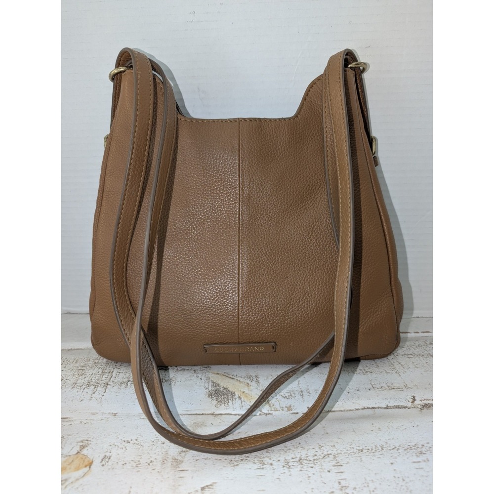 Vtg. Lucky Brand Brown Pebbles Leather Double Handle Shoulder Bag Y2K